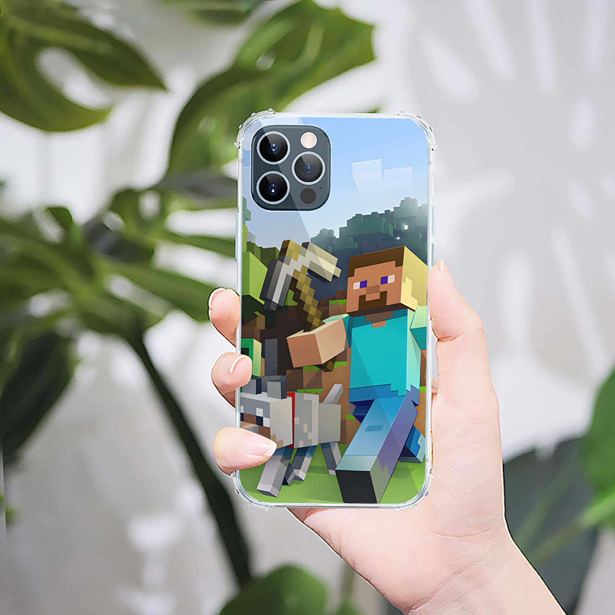 （画像用） マインクラフト ブロックの世界 Minecraft MC Block world 【iPhone 12シリーズ対応】透明スマホケース（クリアソフトケース）